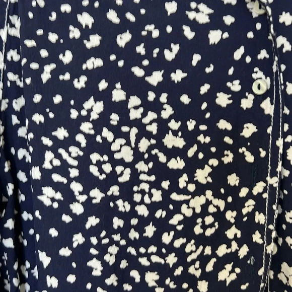 Free People Navy Printed Button Down Crop Top Blue White Size XS - Picture 5 of 13